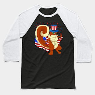 4th Of July Animal Lover US Flag American USA Squirrel Baseball T-Shirt